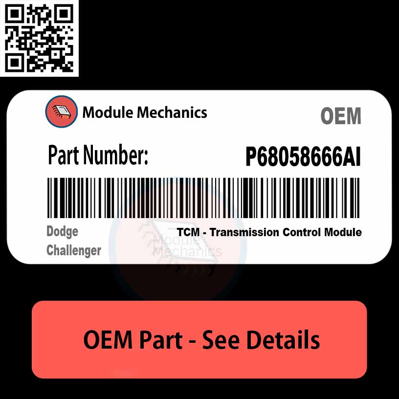 P68058666AI TCM - Transmission Control Module with Warranty | Dodge Challenger | OEM Control Module P68058666AI TCM - Transmission Control Module with Warranty | Dodge Challenger | OEM Control Module